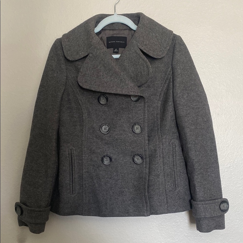 Banana Republic Gray Double-Breasted Wool Coat